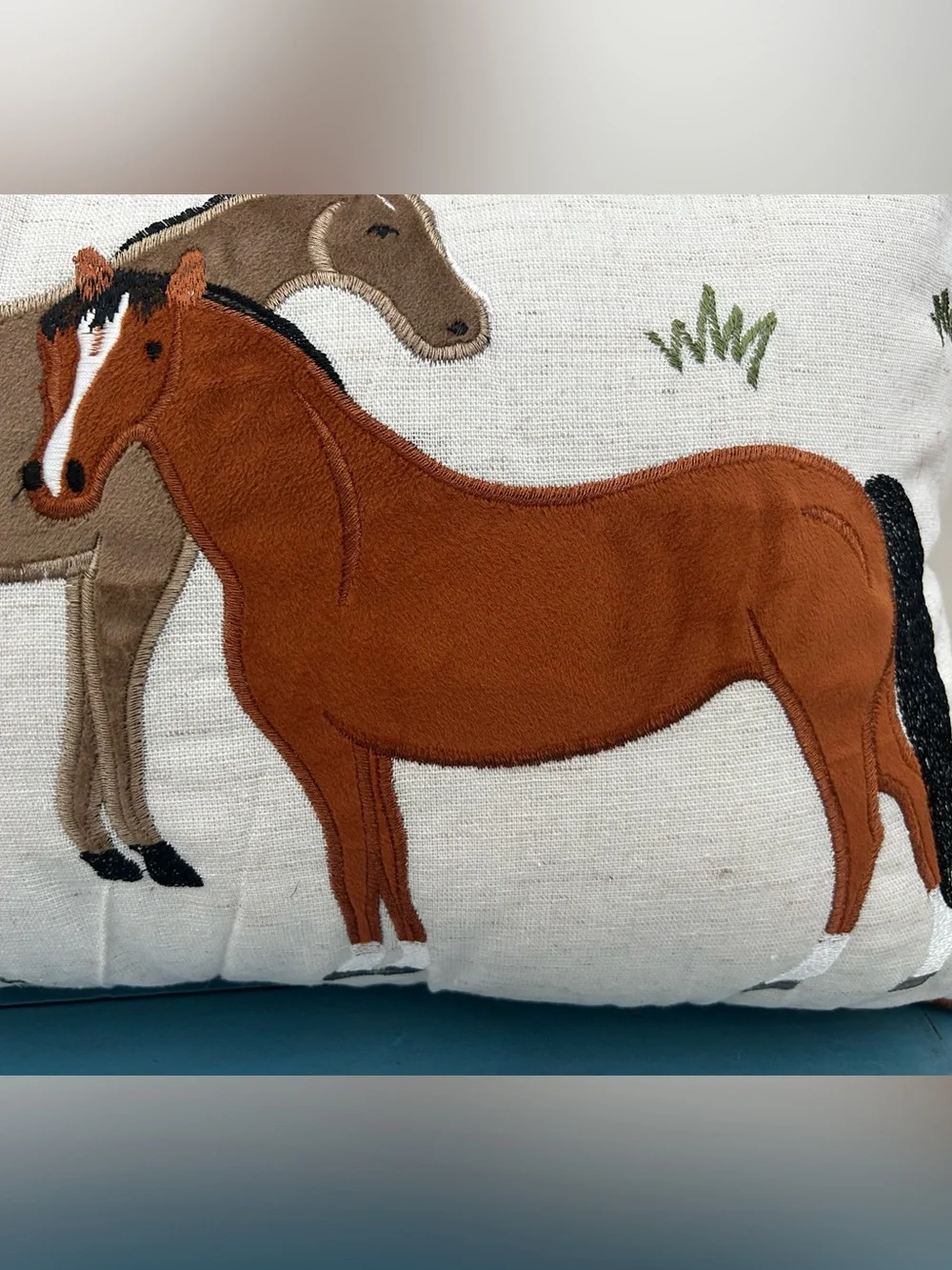 “New” Retreat by Secret Celebrity Embroidered Horse Pillow